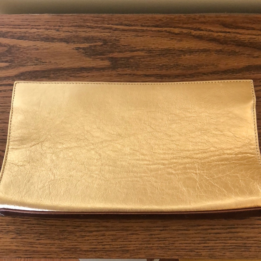 MZ Wallace Gold Leather Clutch